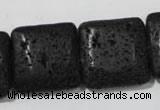 CLV496 15.5 inches 25*25mm square black lava beads wholesale