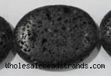 CLV509 15.5 inches 30*40mm oval black lava beads wholesale