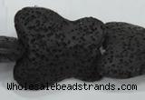 CLV52 15 inches 25*30mm butterfly-shaped black natural lava beads