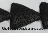 CLV53 15 inches 26*28mm triangle black natural lava beads wholesale