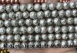 CLV530 15.5 inches 6mm round plated lava beads wholesale