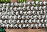 CLV531 15.5 inches 6mm round plated lava beads wholesale