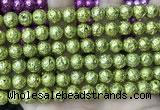 CLV535 15.5 inches 6mm round plated lava beads wholesale