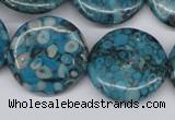 CMB44 15.5 inches 25mm flat round dyed natural medical stone beads