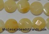 CME51 15.5 inches 15mm faceted coin yellow jade gemstone beads