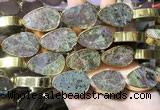 CME512 12 inches 18*28mm - 20*30mm flat teardrop bronze green stone beads