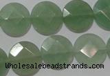 CME52 15.5 inches 15mm faceted coin green aventurine gemstone beads