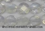 CME60 15.5 inches 10mm faceted coin plated white crystal beads