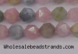 CMG201 15.5 inches 6mm faceted nuggets morganite gemstone beads