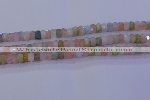 CMG221 15.5 inches 5*8mm faceted rondelle morganite beads