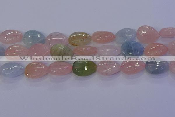 CMG234 15.5 inches 13*18mm flat teardrop morganite beads wholesale