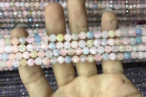 CMG321 15.5 inches 6mm faceted round morganite gemstone beads