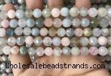 CMG379 15.5 inches 8mm faceted round morganite gemstone beads