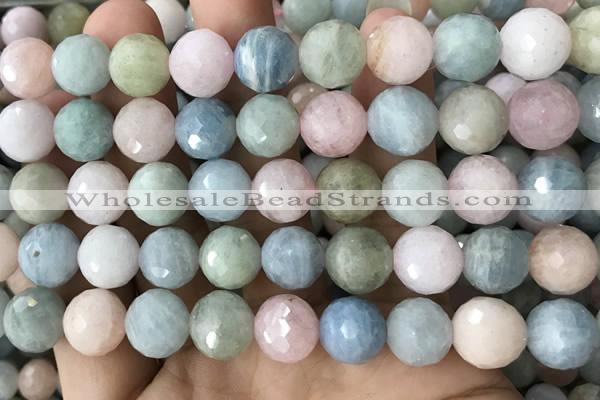 CMG382 15.5 inches 12mm faceted round morganite gemstone beads