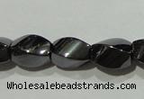 CMH151 15.5 inches 5*8mm twisted rice magnetic hematite beads