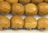 CMK365 15 inches 6mm faceted round yellow mookaite beads