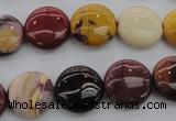 CMK87 15.5 inches 15mm flat round mookaite beads wholesale