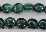 CMN100 15.5 inches 14mm flat round natural malachite beads wholesale