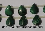 CMN321 Top-drilled 10*14mm flat teardrop natural malachite beads