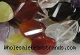 CMQ08 15*20mm twisted faceted teardrop multicolor quartz beads