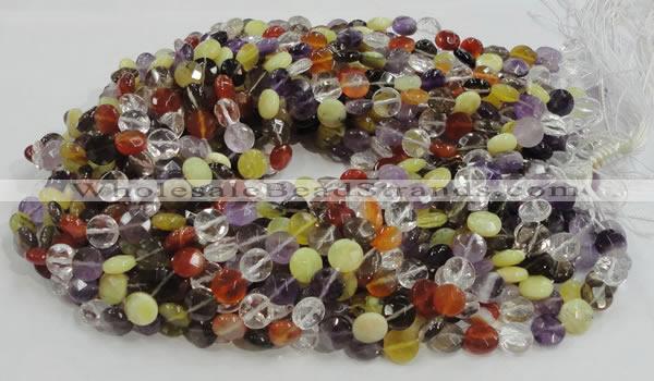 CMQ18 15.5 inches 10mm faceted coin multicolor quartz beads