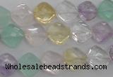 CMQ254 15.5 inches 10*10mm faceted diamond multicolor quartz beads