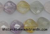 CMQ255 15.5 inches 14*14mm faceted diamond multicolor quartz beads