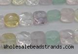 CMQ256 15.5 inches 10*10mm faceted square multicolor quartz beads