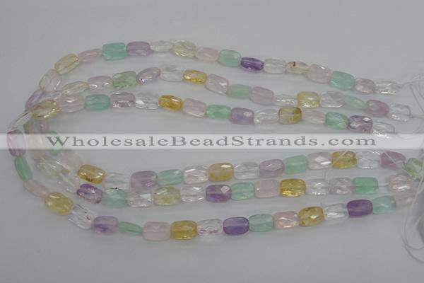 CMQ257 15.5 inches 8*12mm faceted rectangle multicolor quartz beads