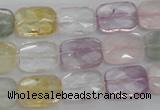 CMQ258 15.5 inches 10*14mm faceted rectangle multicolor quartz beads