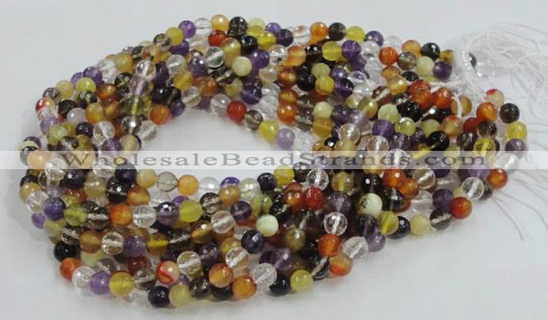 CMQ32 15.5 inches 8mm faceted round multicolor quartz beads