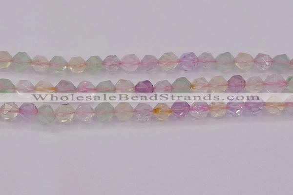 CMQ369 15.5 inches 12mm faceted nuggets mixed quartz beads