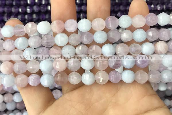 CMQ422 15.5 inches 8mm faceted round natural mixed quartz beads