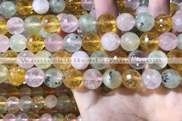 CMQ533 15.5 inches 12mm faceted round colorfull quartz beads