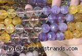 CMQ547 15.5 inches 14mm faceted round colorfull quartz beads