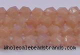 CMS1131 15.5 inches 6mm faceted nuggets peach moonstone beads