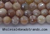 CMS1300 15.5 inches 4mm faceted round AB-color moonstone beads