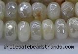 CMS1343 15.5 inches 6*10mm faceted rondelle AB-color white moonstone beads