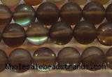 CMS1529 15.5 inches 12mm round matte synthetic moonstone beads