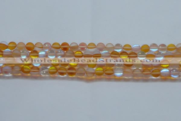 CMS1537 15.5 inches 8mm round matte synthetic moonstone beads