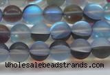 CMS1567 15.5 inches 8mm round matte synthetic moonstone beads