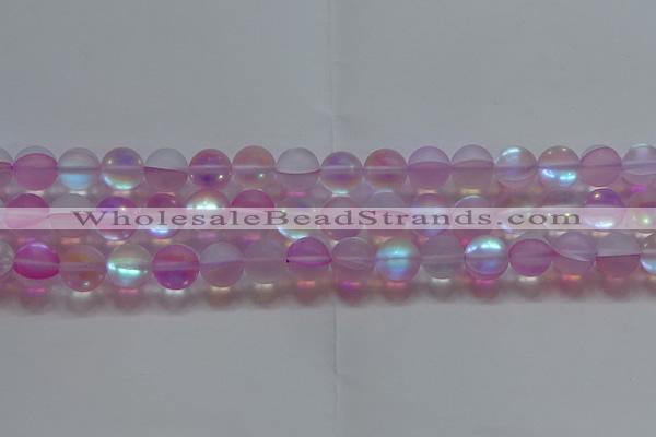 CMS1598 15.5 inches 10mm round matte synthetic moonstone beads