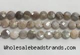 CMS1790 15.5 inches 12mm faceted coin AB-color moonstone beads