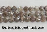 CMS1791 15.5 inches 14mm faceted coin AB-color moonstone beads