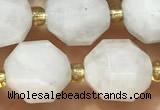 CMS2067 15 inches 9*10mm faceted white moonstone beads wholesale