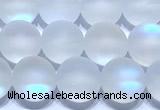 CMS2171 15 inches 6mm, 8mm, 10mm & 12mm round matte synthetic moonstone beads