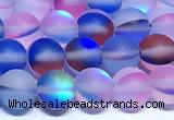 CMS2214 15 inches  8mm round matte synthetic moonstone beads