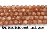 CMS2260 15 inches 10mm faceted round orange moonstone beads