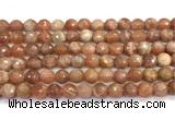 CMS2281 15 inches 8mm faceted round moonstone beads