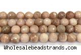 CMS2283 15 inches 12mm faceted round moonstone beads